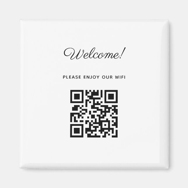 WIFI Välkomstskylt med QR-kod  Magnet (Framsidan)
