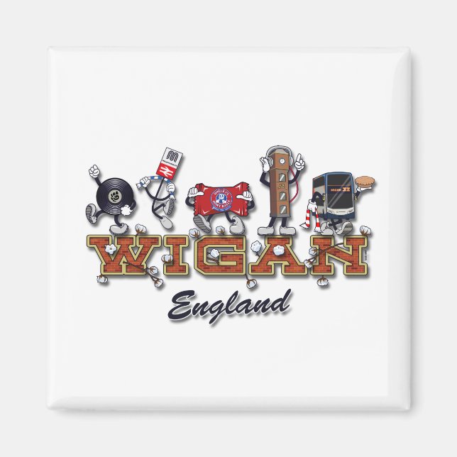 Wigan tecknade figurer magnet (Framsidan)