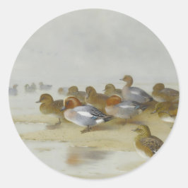 Wigeon och Teal av vatten kant, Art Runt Klistermärke