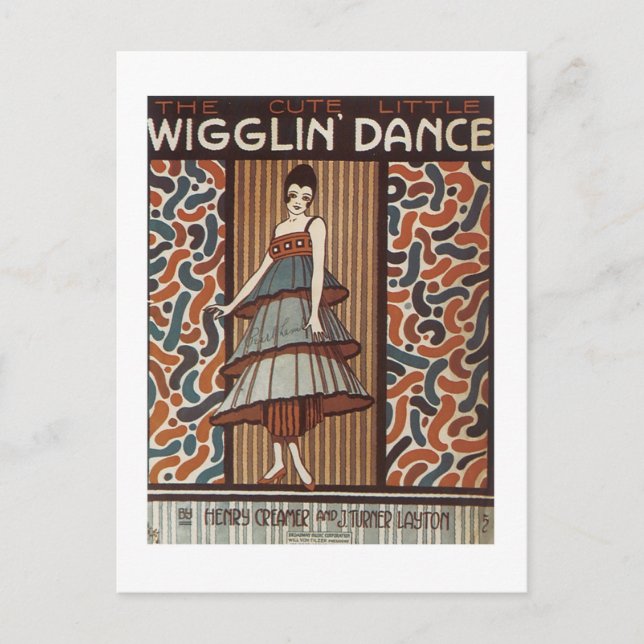 Wigglin'Dance Vintage Songbook Cover Vykort (Framsida)