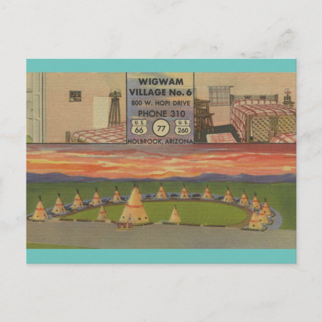 Wigwam Village Motel Route 66 Holbrook, Arizona  Vykort (Framsida)