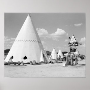 Wigwamen Motell, 1940. Vintagefoto Poster