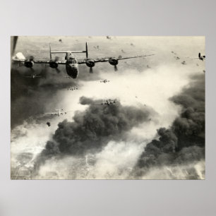WII B-24s över Ploesti Oil Fält Poster