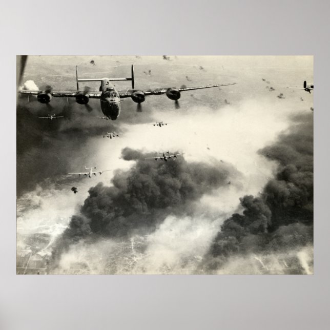 WII B-24s över Ploesti Oil Fält Poster (Framsidan)