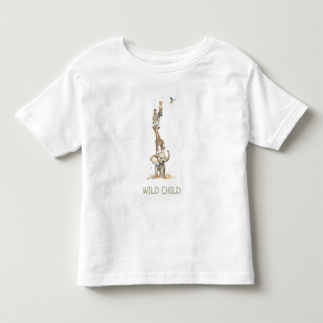 WiILD CHILD Jungle Safari Animals Småbarn T-Shirt (Framsida)