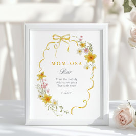 Wiildblomma Mamma-osa Pub Blommigt Bow Babydusch Poster
