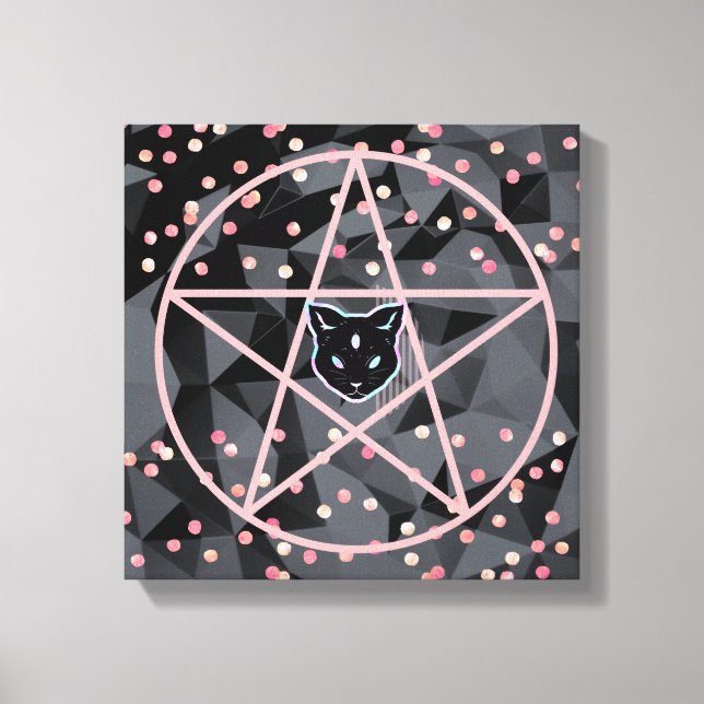 WiizyWitch Magic Witch Cosmic Cat Pentacle Magick Canvastryck (Framsida)