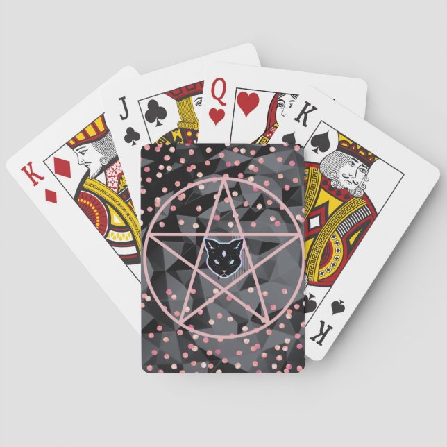 WiizyWitch Magic Witch Cosmic Cat Pentacle Magick Casinokort (Baksidan)