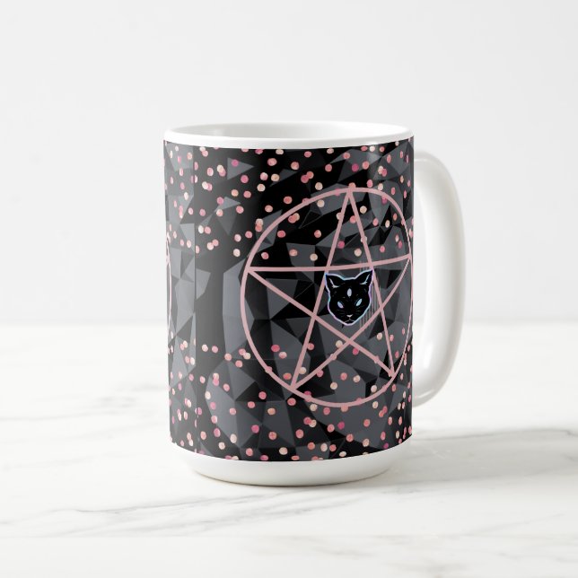WiizyWitch Magic Witch Cosmic Cat Pentacle Magick Kaffemugg (Framsida höger)