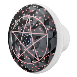 WiizyWitch Magic Witch Cosmic Cat Pentacle Magick Knopp