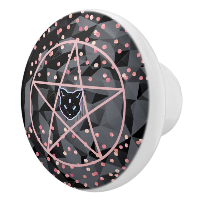 WiizyWitch Magic Witch Cosmic Cat Pentacle Magick Knopp (Höger)