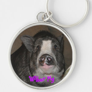 Wilbur gris Keychain Rund Silverfärgad Nyckelring