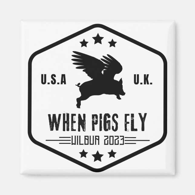Wilbur Gris: När Grisar Fly 3-tumsmärke Magnet (Framsidan)