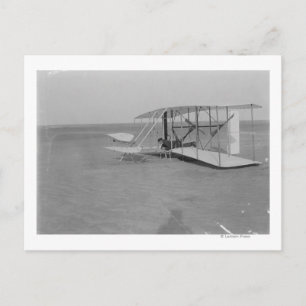 Wilbur Wright i skadad flygplan efter Vykort