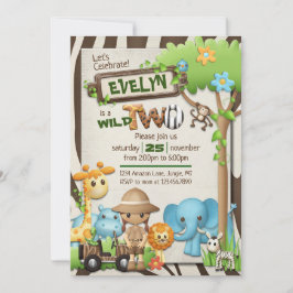 Wild 1st, 2nd and 3rd Birthday Girl Inbjudningar