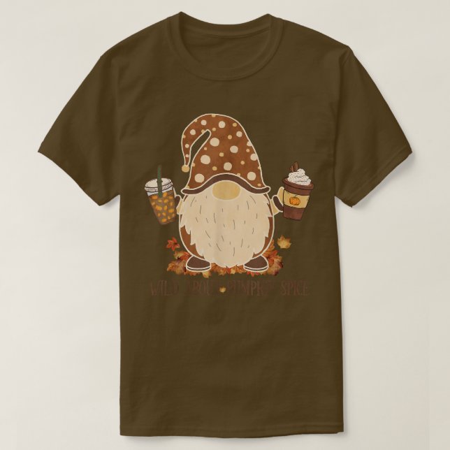 Wild About Pumpkin Spice Cute Gnome Fall Leaves Th T Shirt (Design framsida)