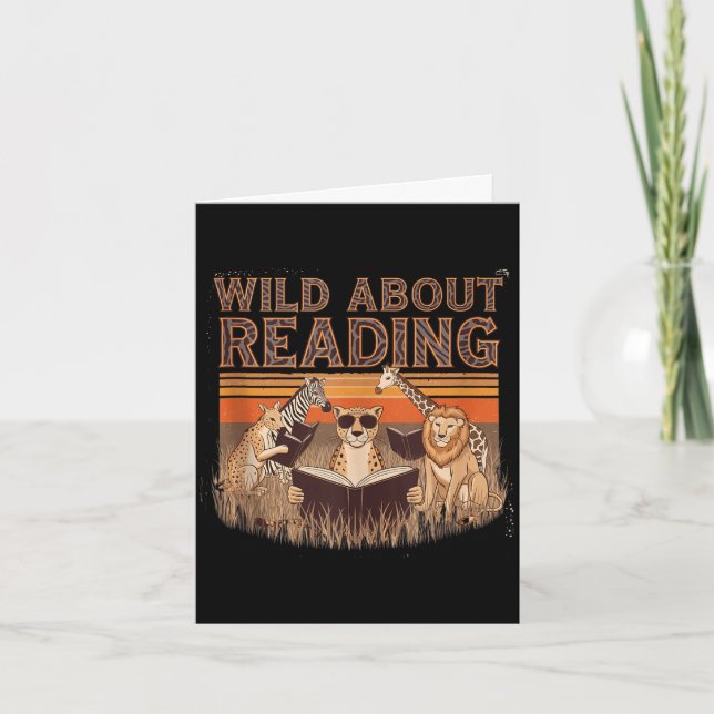 Wild about reading books reader lover librarian kort (Framsida)