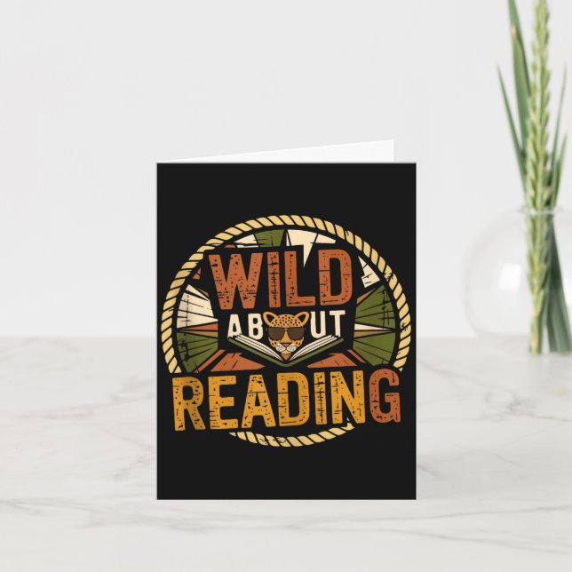 Wild about reading books reader lover librarian kort (Framsida)