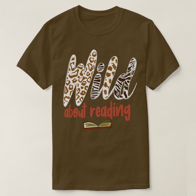 Wild About Reading Present for Book Lovers  T Shirt (Design framsida)