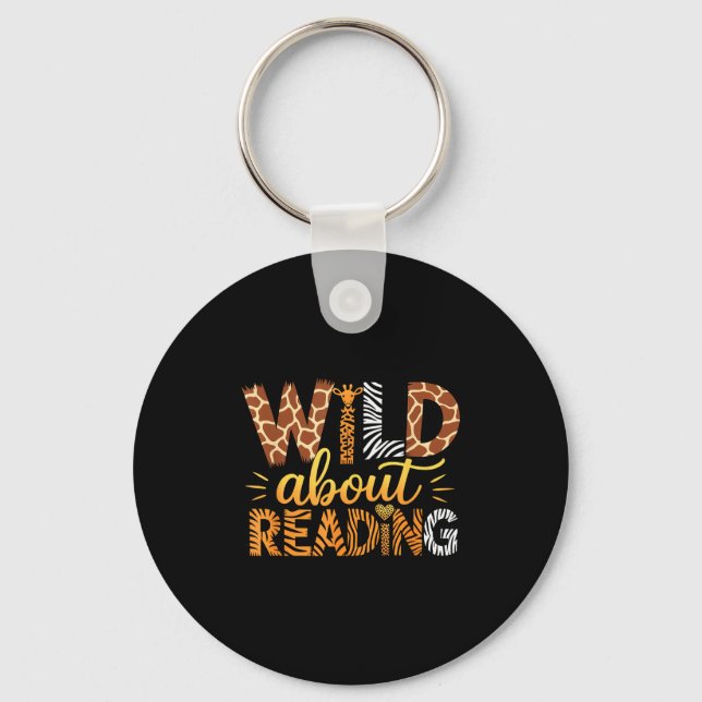 Wild About Reading Safari Animal Print Graphic  Nyckelring (Framsida)