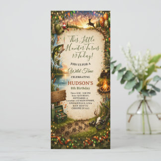 Wild Adventure Hunter & Fisherman Boy's Birthday  Inbjudningar