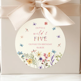 Wild and Five Wildflower 5th Birthday Party Runt Klistermärke