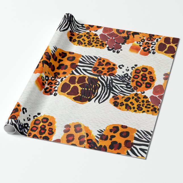 Wild animal mix seamless pattern. Jaguar, leopard, Presentpapper (Utrullad)