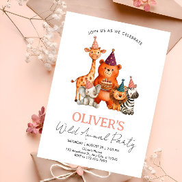 Wild Animal Safari Birthday Party Inbjudningar