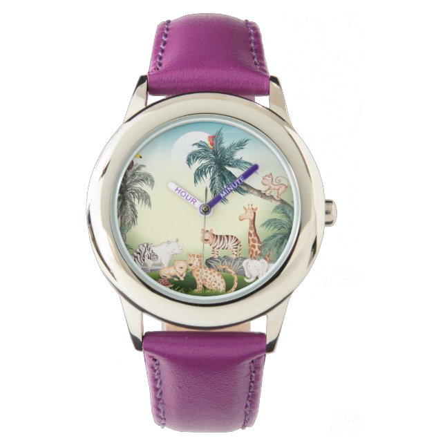 wild Animal With Jungle Tree Armbandsur (Framsida)