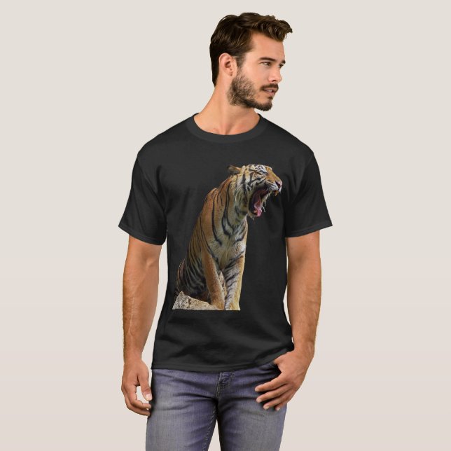 Wild Animals Nature Roaring Tiger Shirt T (Hel framsida)