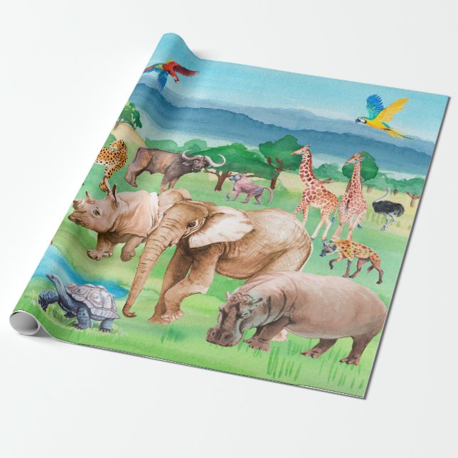 Wild animals of Africa on the background of the sa Presentpapper (Utrullad)