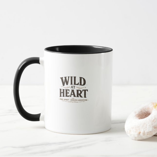 Wild At Heart Svart Tvåtons Kaffemugg (Med munk)