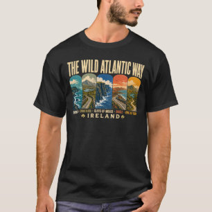 Wild Atlantic Way Irland Landmärken Illustration T Shirt