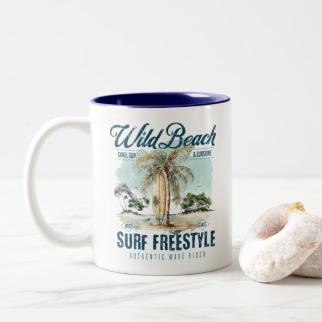 Wild Beach – Surf Freestyle Retro Beach Två-Tonad Mugg (Med munk)