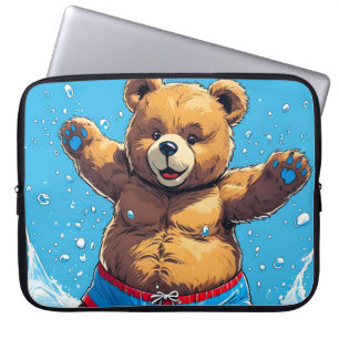 Wild Bear Summer Vintage Pool Laptop Fodral