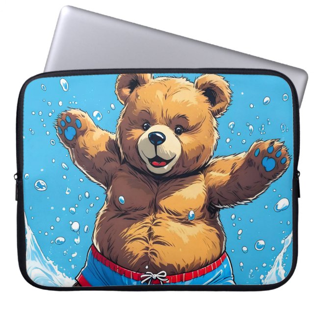 Wild Bear Summer Vintage Pool  Laptop Fodral (Framsidan)