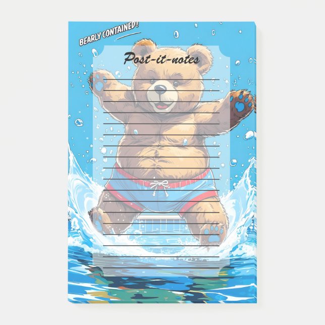 Wild Bear Summer Vintage Pool  Post-it Block (Framsida)