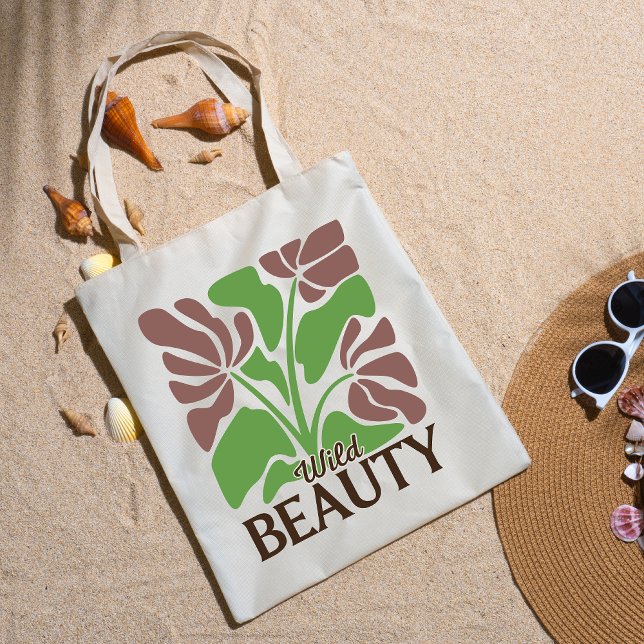 Wild Beauty Brown Floral Boho Elegant Grocery Tygkasse (Skapare uppladdad)