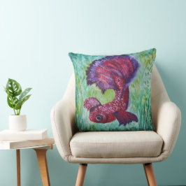 Wild Betta fish watercolor contemporany art Kudde