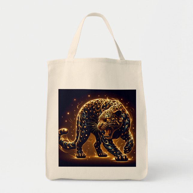 Wild Black, Brown and Gold Leopard on a Shopping Tygkasse (Framsidan)
