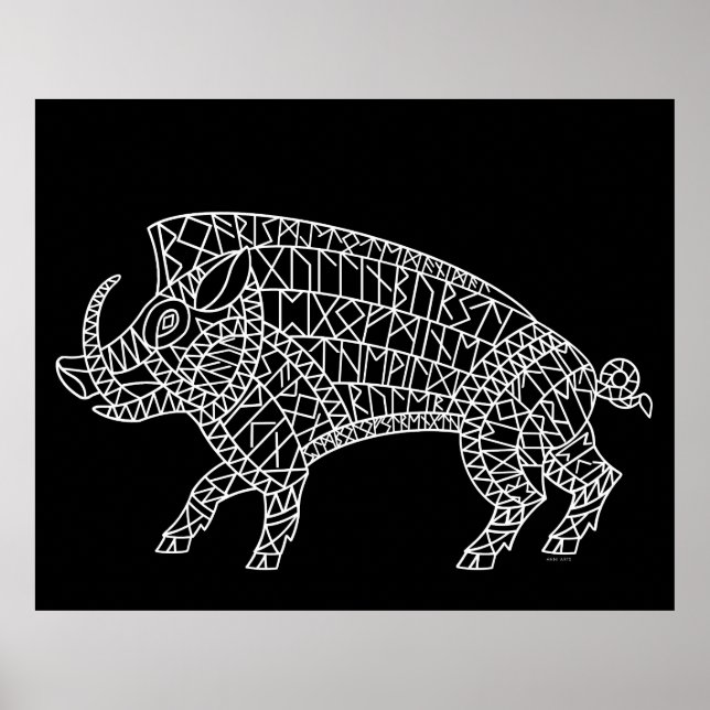 Wild Boar with Runes Poster (Framsidan)