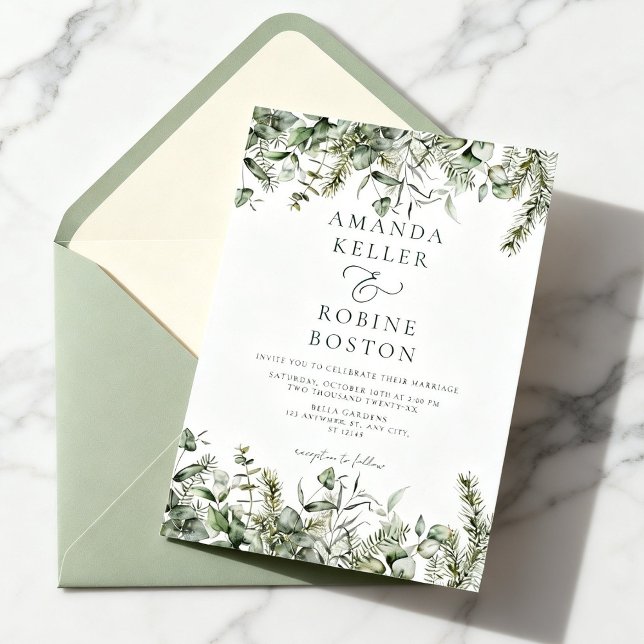 Wild Botanical Wedding Invitation Inbjudningar (Skapare uppladdad)