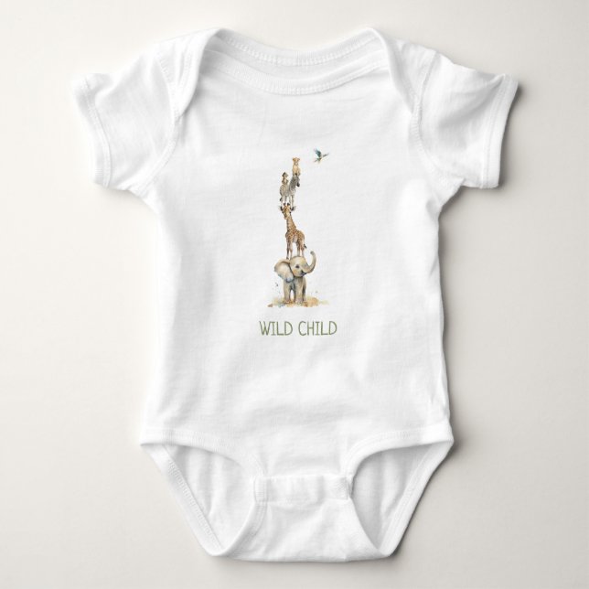 WiLD CHILD Djur på Jungelsafari Baby-bodysuit T Shirt (Framsida)