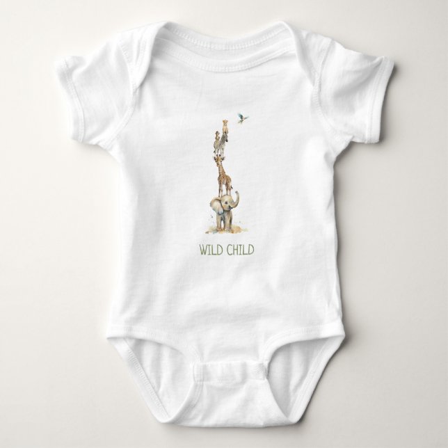 WiLD CHILD Djur Safari för Bebisar Kofta T Shirt (Framsida)