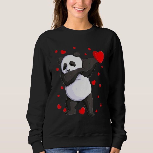 Wild Dab Animals Dabbing Panda Bear St Valentine's T Shirt (Framsida)