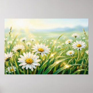 Wild Daisy Field Finkonsttryck – Poster