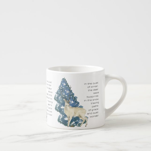 Wild Deer Footprints in Snow – Winter Nature Art Espressomugg (Höger)