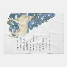 Wild Deer Footprints in Snow – Winter Nature Art Kökshandduk