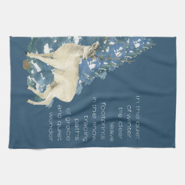 Wild Deer Footprints in Snow – Winter Nature Art Kökshandduk