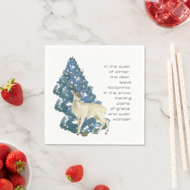 Wild Deer Footprints in Snow – Winter Nature Art Pappersservett (Insitu)